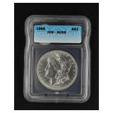 1886 MORGAN SILVER DOLLAR, ICG AU58