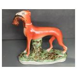 STAFFORDSHIRE POTTERY GREYHOUND FIGURINE