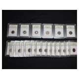 (6) SLABBED DIMES AND (14) SLABBED PENNIES