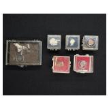 (6) COINS MADE INTO JEWELRY ITEMS