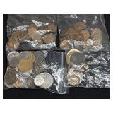 LINCOLN PENNIES, FOREIGN COINS, TOKENS