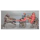 CAST IRON FIRE PUMPER WAGON, 9'L