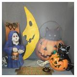 CERAMIC AND WOODEN HALLOWEEN DECOR