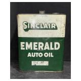 SINCLAIR EMERALD 2 GALLON OIL CAN - FULL