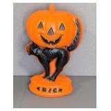 VINTAGE HALLOWEEN PUMPKIN AND CAT BLOW MOLD