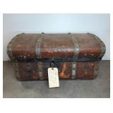 1850'S  LEATHER TOP JENNY LIND TRUNK
