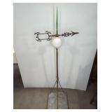 ANTIQUE COPPER LIGHTNING ROD WITH MILK GLASS BALL