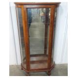 CURVED GLASS CHINA HUTCH W/MIRRORED BACK- AS IS