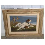 DOG AND BIRD FRAMED PICTURE TITLED RESTING TIME