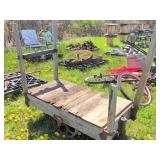 Industrial Wooden Cart with Metal Wheels