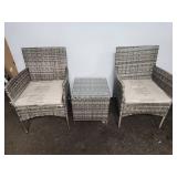 3-Piece Wicker Patio Chair and Table Set