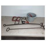 Branding Irons, C-Clamps, Oil Filter Wrenches Lot