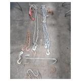 Steel Chains and Hooks Lot
