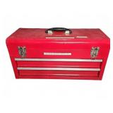 Red Metal Toolbox, 2 Drawers, Missing Latch