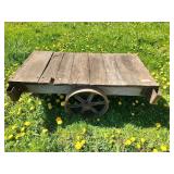 Industrial Wood and Metal Cart with Iron Wheels