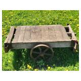 Industrial Wood and Metal Cart with Wheels