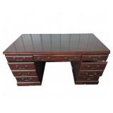 Wood Desk with 7 Drawers and 2 Side Tables