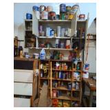 Workshop Cabinet Lot with Cleaners and Supplies