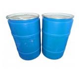 55 Gallon Blue Plastic Barrels, Lot of 2
