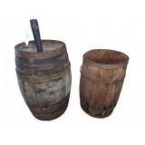 Two Vintage Wooden Barrels