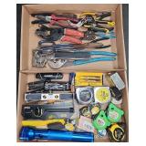 Box Lot Mixed Hand Tools and Measuring Items
