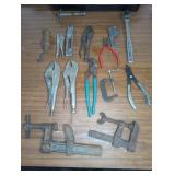 Hand Tool Lot with Clamps and Pliers