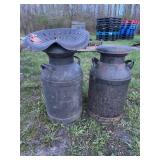 Steel Milk Cans with Tractor Seat