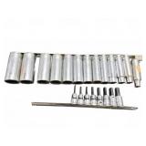 Snap-on socket and hex bit set, 15 pcs