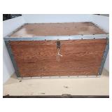 Wood and Metal Trunk with Sliding Trays