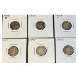 (6) Barber Silver Dimes