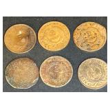 6 Civil War Era Two Cent Coins