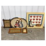 Framed Folk Art and Embroidery Group