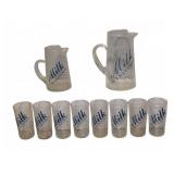 Glass Milk Pitchers and Tumblers Set