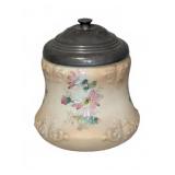 Ceramic Biscuit Jar with Metal Lid, 6" x 7"