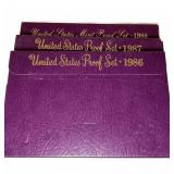 United States Proof Set Lot 1986-1987-1988