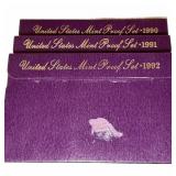 US Mint Proof Sets: 1990, 1991, 1992