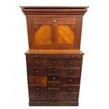 Wood Secretary w/ Hinged Storage Top