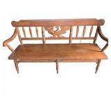 Wood Bench with Eagle Carving Backrest