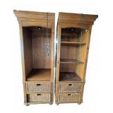 Wood and Wicker Storage Cabinets with Draw