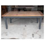 Wood Farmhouse Table with Painted Legs 76"