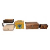 Five Wooden and Metal Boxes
