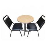 Table with Two Black Metal Chairs Set