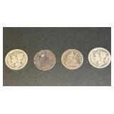 (4) U.S. Silver Barber Dimes