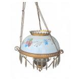 Hanging Glass Oil Lamp with Floral Design