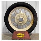 Wire Spoke Wheel with Pennzoil Stand