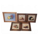 5 Framed Fruit Still Life Prints