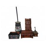 Wood Decor and Coffee Grinder Lot