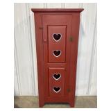 Red Painted Wood Cabinet 22" x 11" x 51"