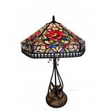 Stained Glass Table Lamp with Floral Motif