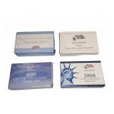2007-2010 US Mint Proof Coin Sets, 4 Complete Sets